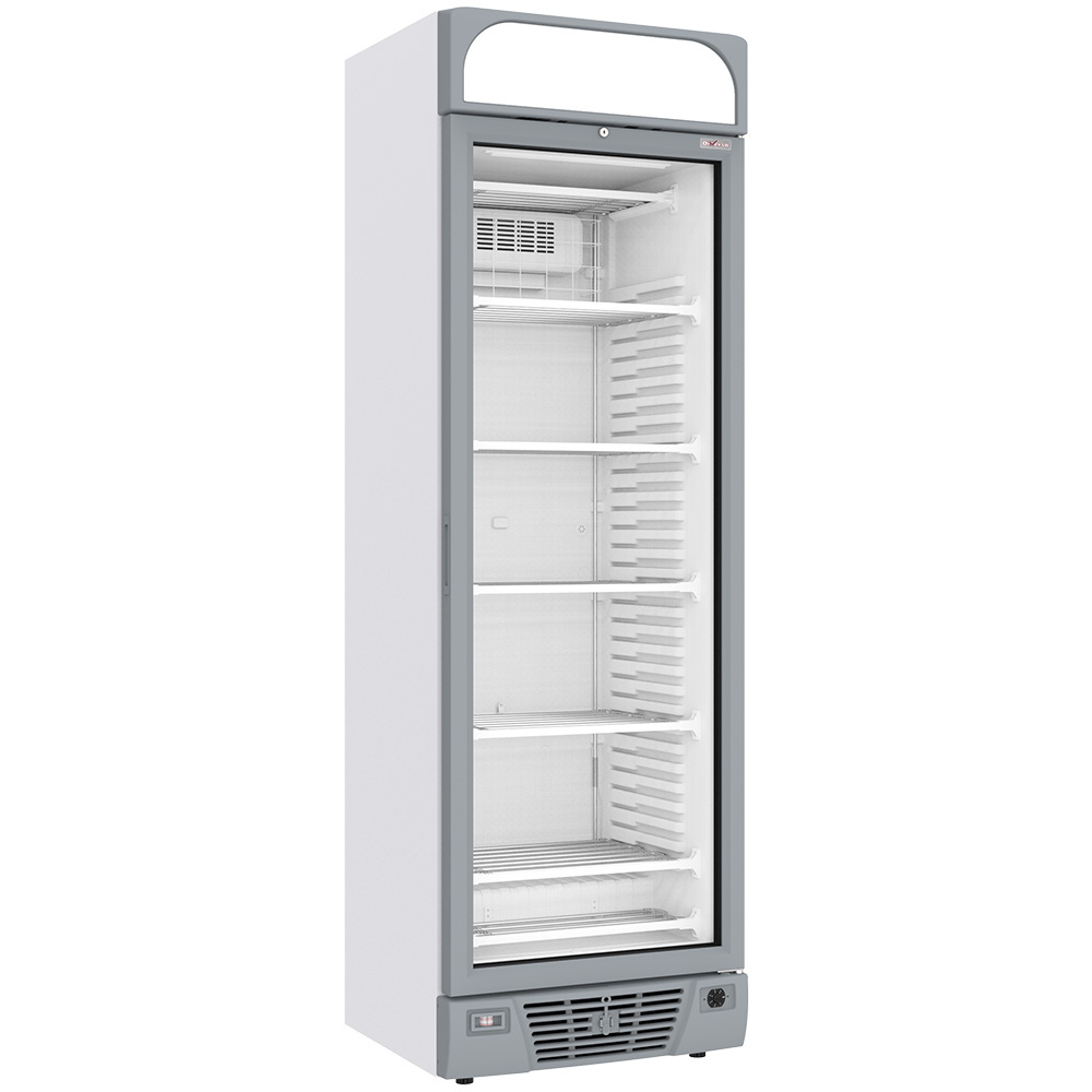 Vitrine ventilée négative vitrée 374  litres - 5 niveaux fixes avec caisson lumineux - BLANCHE