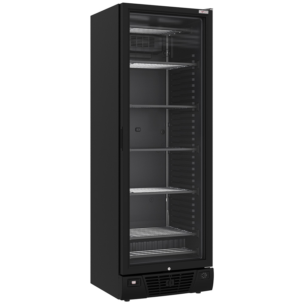 Glass negative ventilated display case 382 liters - 5 fixed levels - BLACK