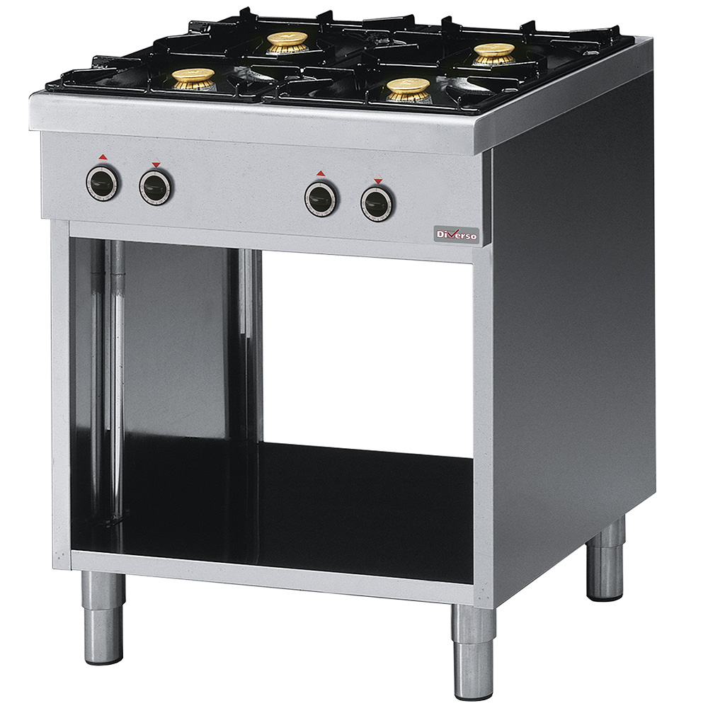 Fourneau 4 feux vifs, sur armoire ouverte