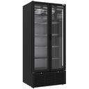 Vitrine ventilée positive 804 litres, 2 portes battantes, NOIRE