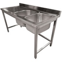 Plonge inox ECO 2 cuves égouttoir gauche, sans tablette inférieure