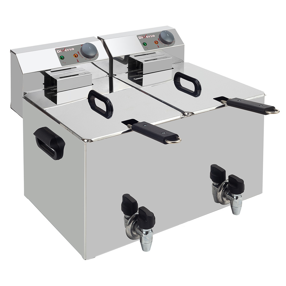  Friteuse électrique 2x 8 litres + robinet de vidange