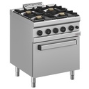 Fourneau gaz 4 feux vifs, sur four gaz GN 2/1