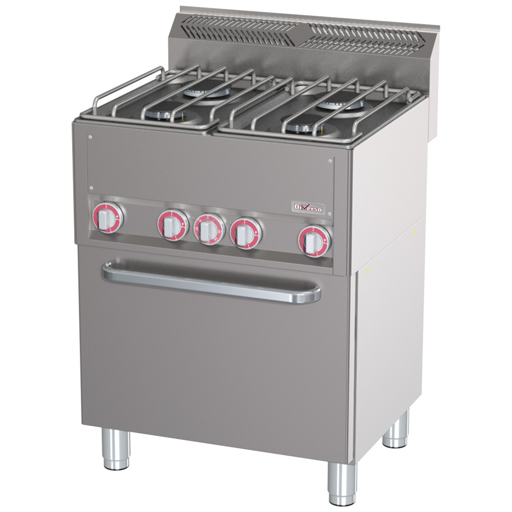 Fourneau 4 feux sur four à convection GN1/1