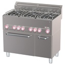 Fourneau 6 feux sur four à convection GN1/1 et armoire neutre