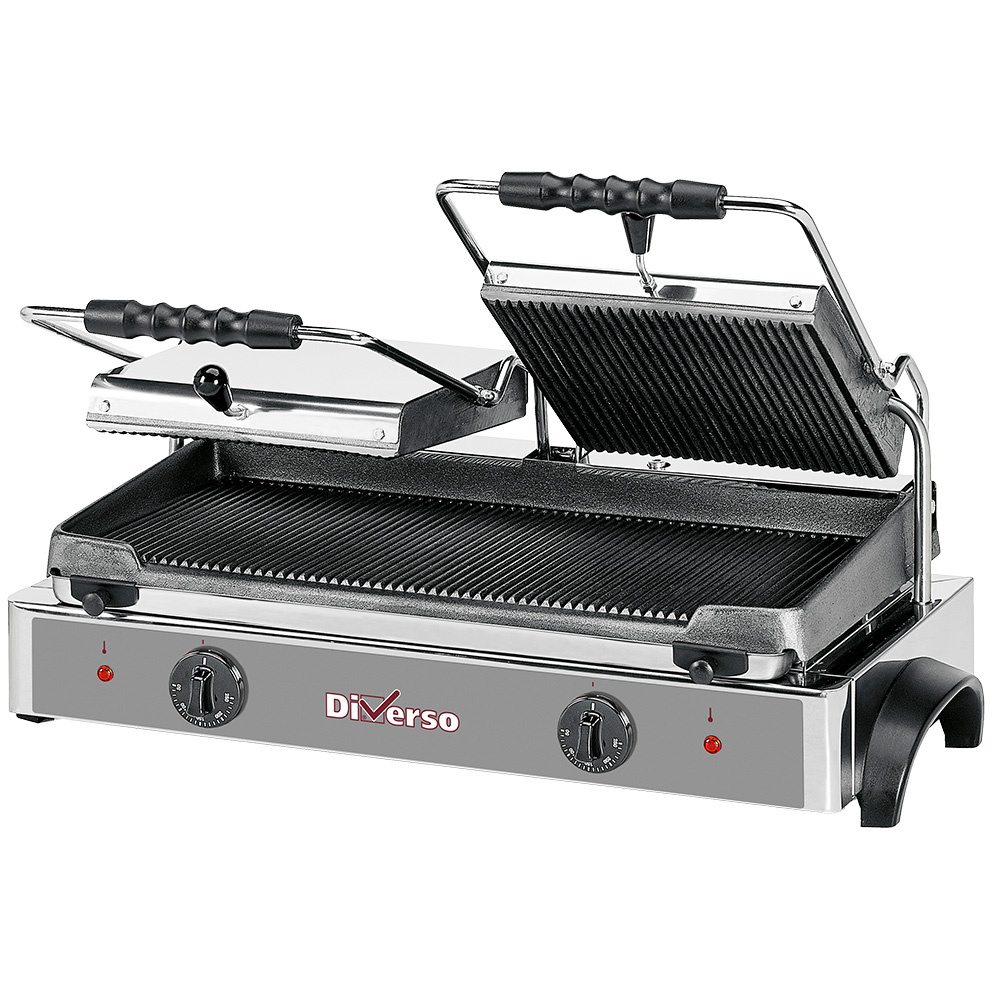 Grill panini électrique DOUBLE, plaques rainurées