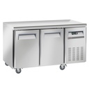 Table de congélation, ventilé, 2 portes GN 1/1, sur roues, 2 avec freins