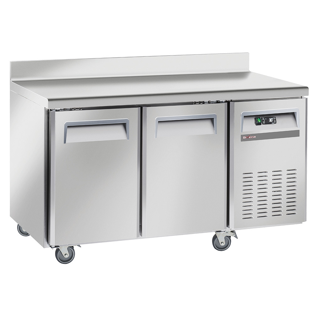 Table de congélation, ventilé, 2 portes GN 1/1, avec dosseret, sur roues, 2 avec 