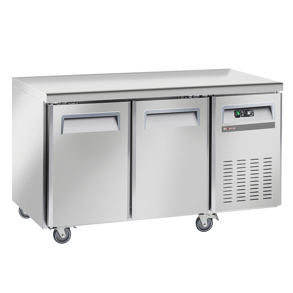 Table frigorifique, ventilé, 2 portes GN 1/1, sur roues, 2 avec freins