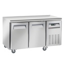 Table frigorifique, ventilé, 2 portes GN 1/1, sur roues, 2 avec freins