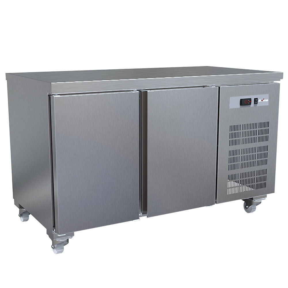 Table frigorifique, ventilé, 2 portes GN 1/1 (260 Lit.), sur roues
