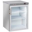 Frigo ventilé, porte vitrée, 200 Lit. acier inox