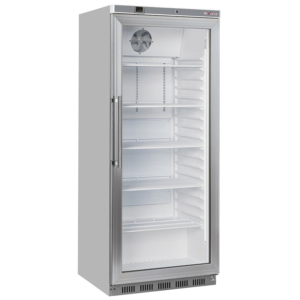 Armoire frigorifique GN 2/1, porte vitrée, ventilée, 600 Lit. acier inox