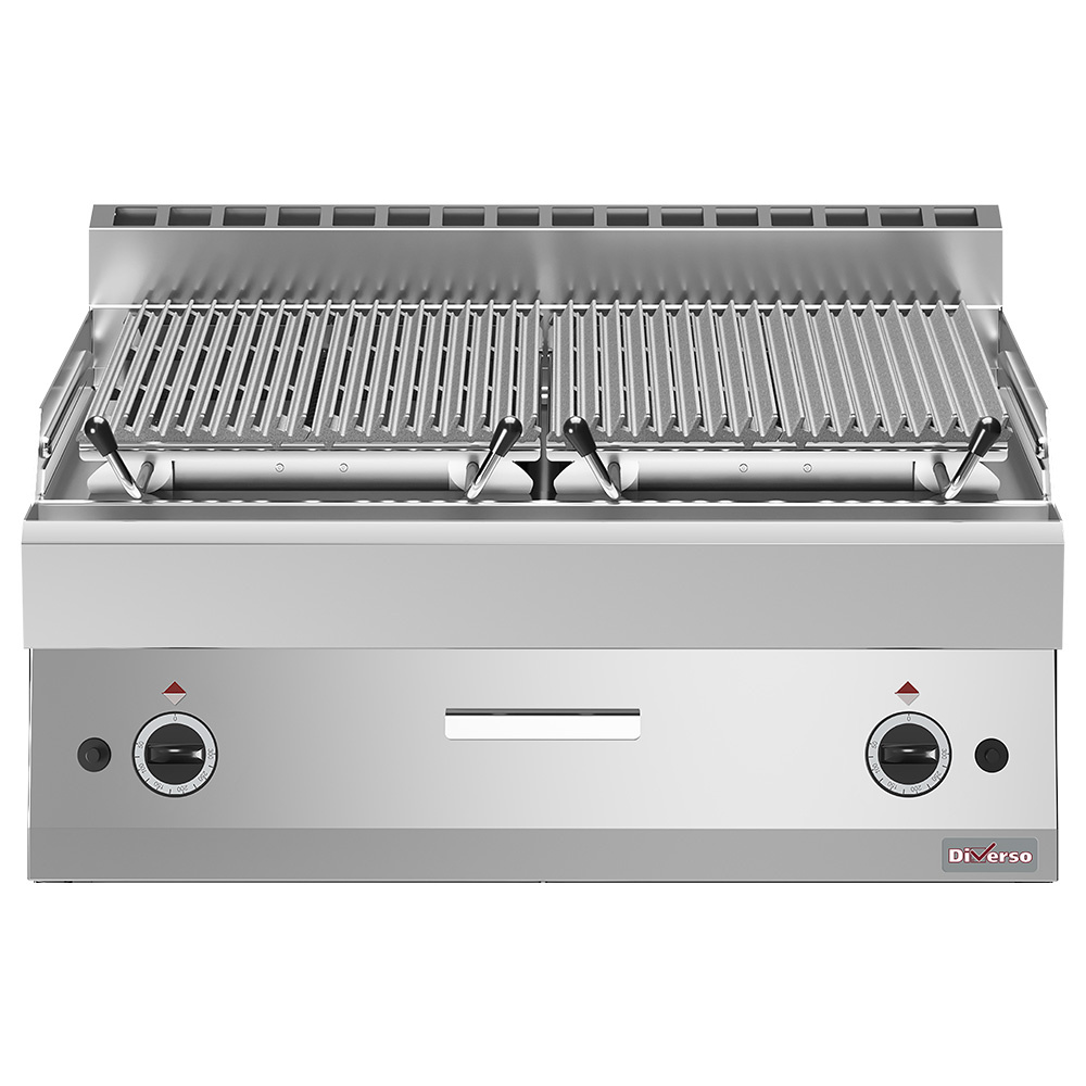 Grill pierre de lave, 1/1 module, grille en fonte "double face"