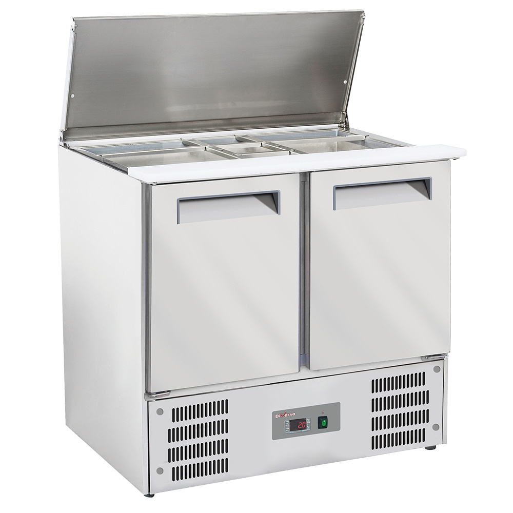 Saladette avec couvercle 2x GN1/1+3x GN 1/6-150 mm + reserve 2 portes GN 1/1