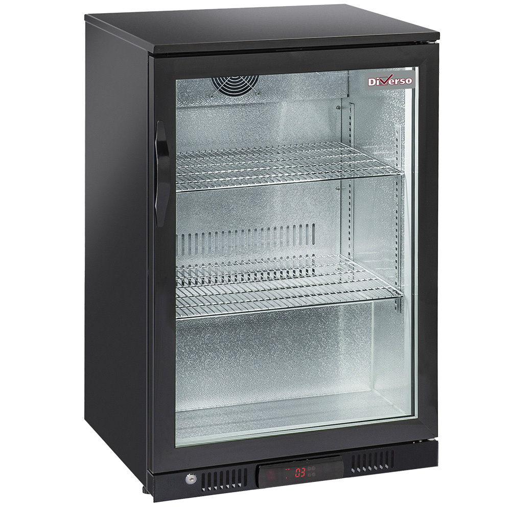 Ventilated “rear bar” bottle cooler, 1 hinged glass door