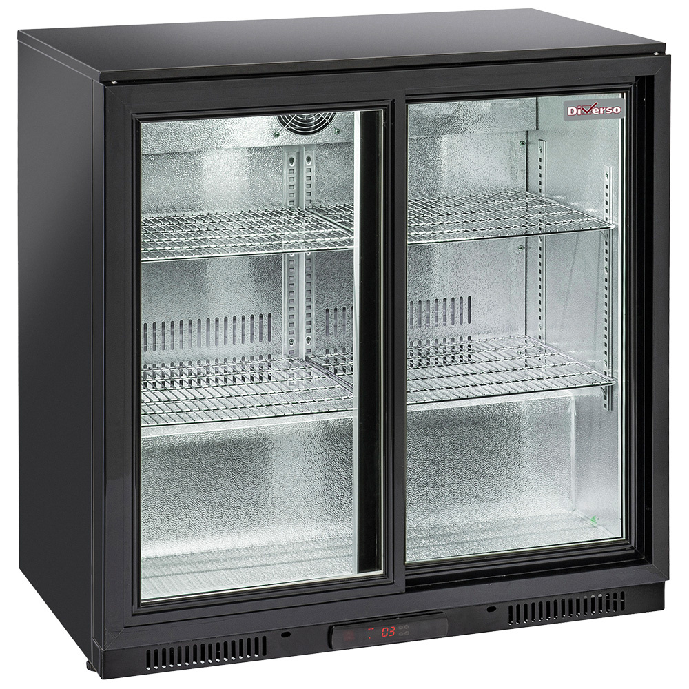 Ventilated “rear bar” bottle cooler, 2 sliding glass doors
