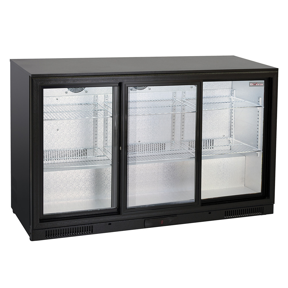 Ventilated bottle cooler, 3 sliding glass doors