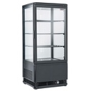 Vitrine de table ventilée, 4 faces vitrées, 4 niveaux, 80 litres - "Noire"