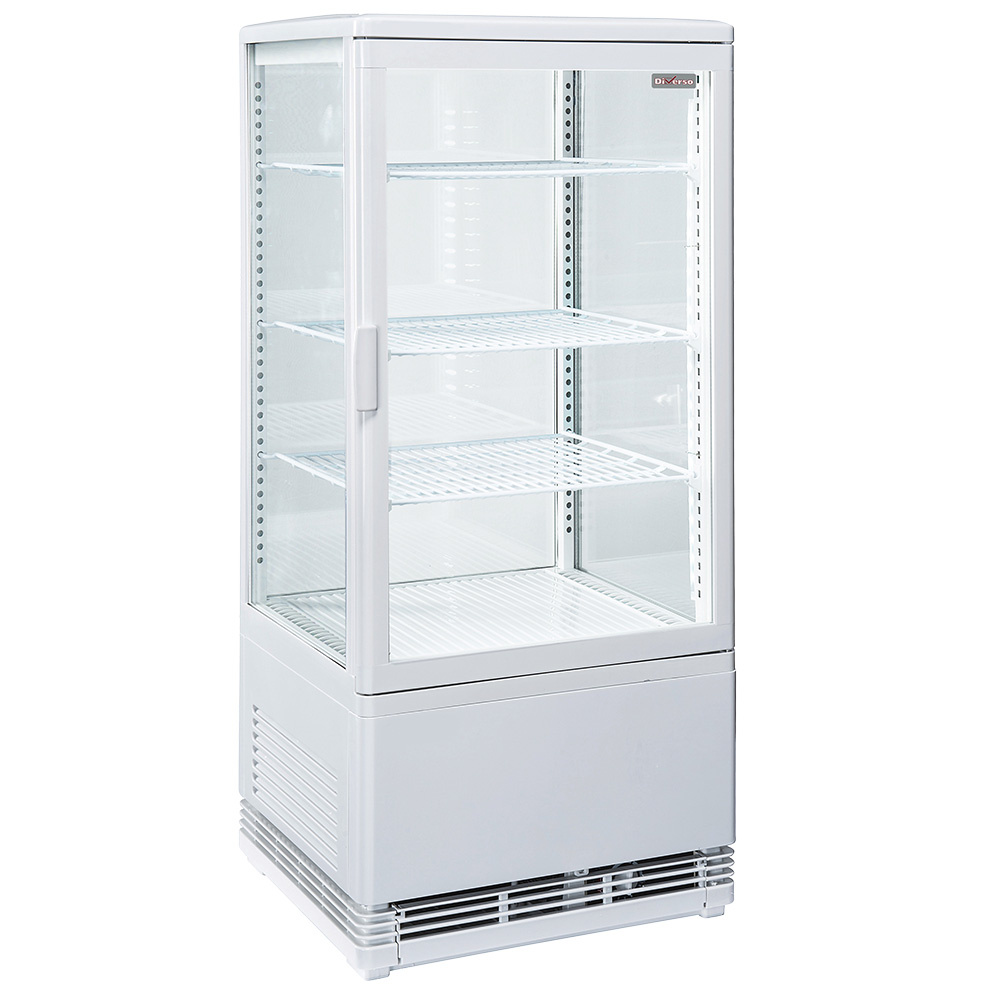 Ventilated table display case 4 levels, 4 glass sides, 80 liters - WHITE