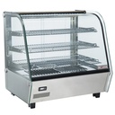 Heated table display cabinet, 3 levels, curved glass