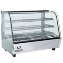 Heated table display cabinet, 3 levels, curved glass