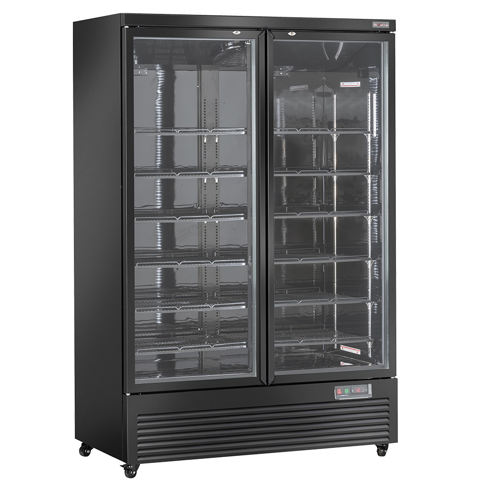 Vertical fridge display case, 2 doors, 1085 liters - BLACK