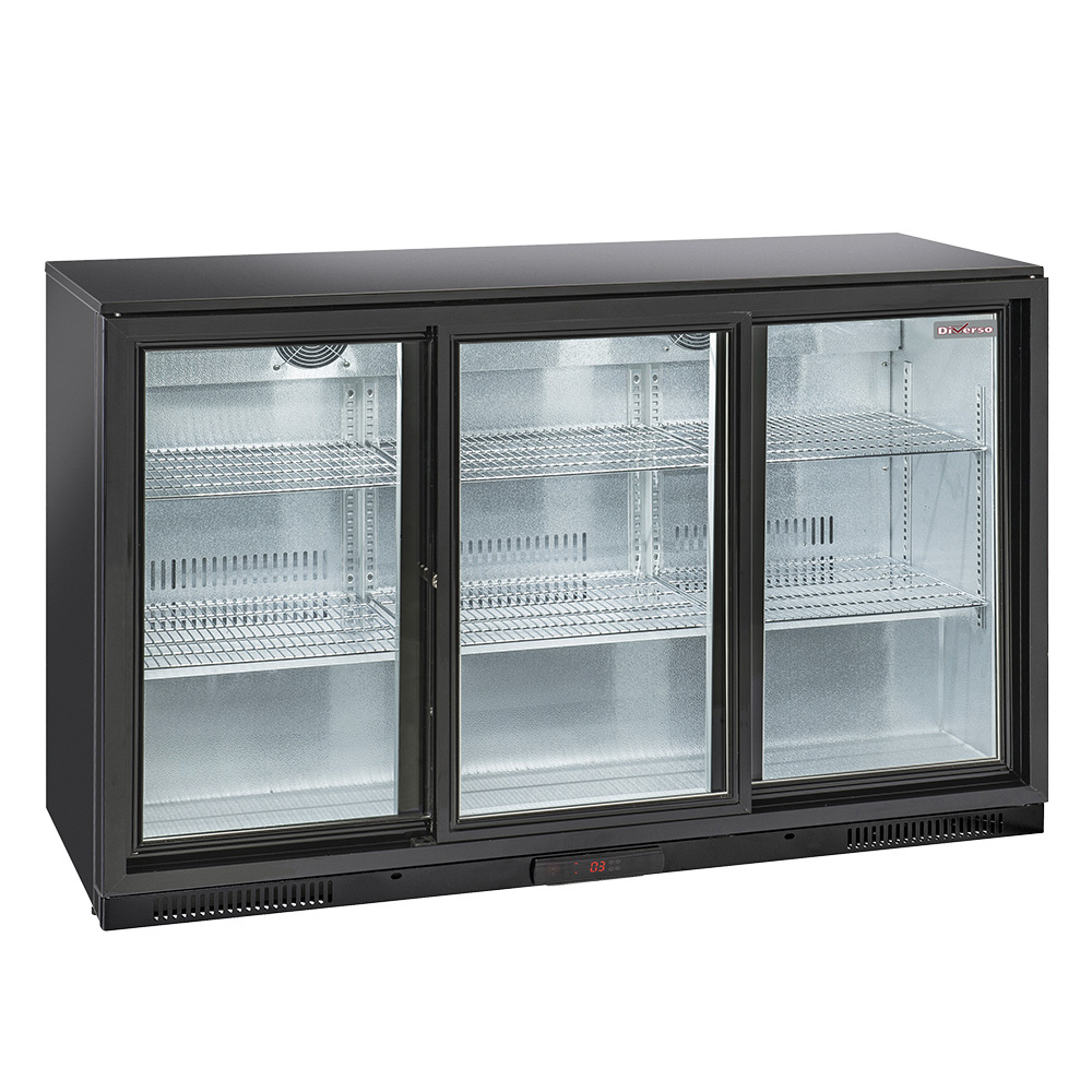 Refroidisseur de bouteilles "arrière bar" ventilé, 3 portes  vitrées coulissantes