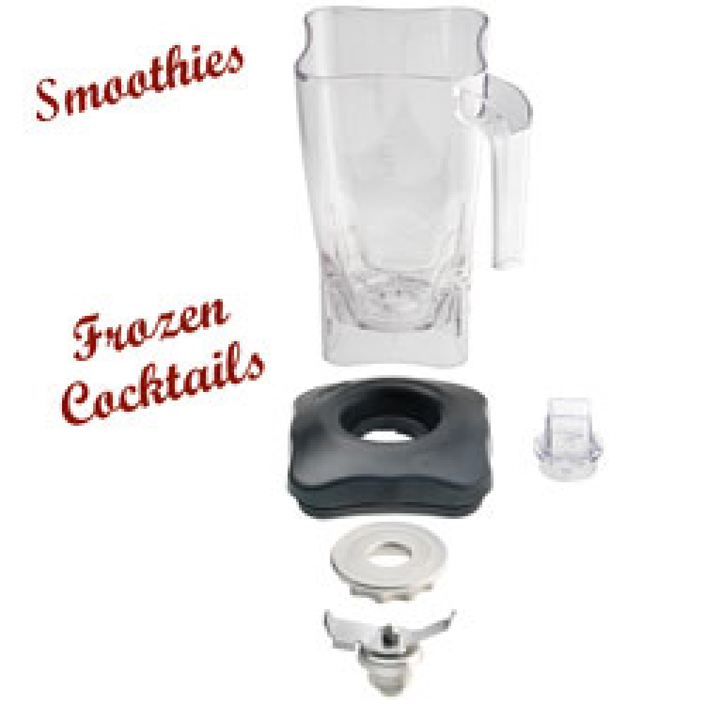 A squared Lexan 2-litre bowl with cover and knife (2 blades)