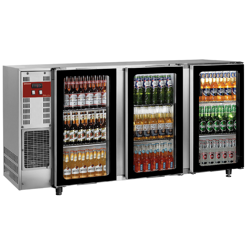 Bottle cooler, stainless steel, 3 glass doors, 579 liters