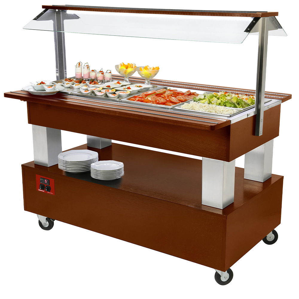 Buffet - Refrigerated salad bar, 4x GN1/1-150 (mahogany wood)