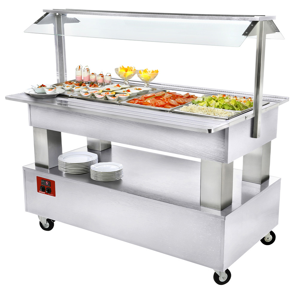 Buffet - Refrigerated salad bar, 4x GN1/1-150 (white wood)