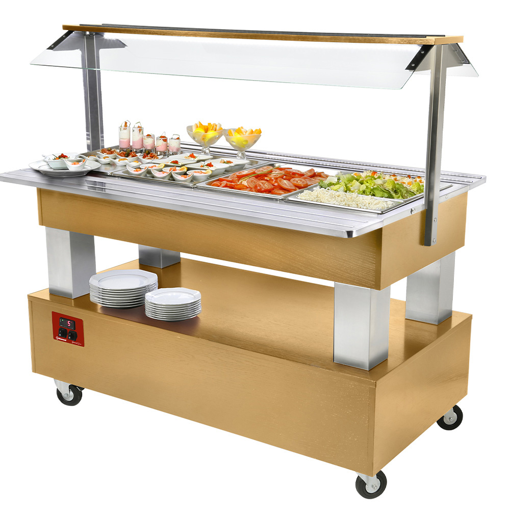 Buffet - Refrigerated salad bar, 4x GN1/1-150 (Wood light oak)