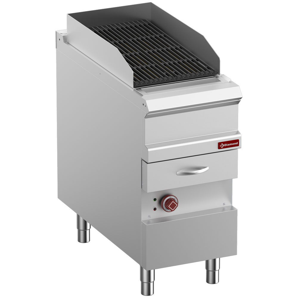 Electric steam grill, module 1/2, grid in cast iron "double sided"