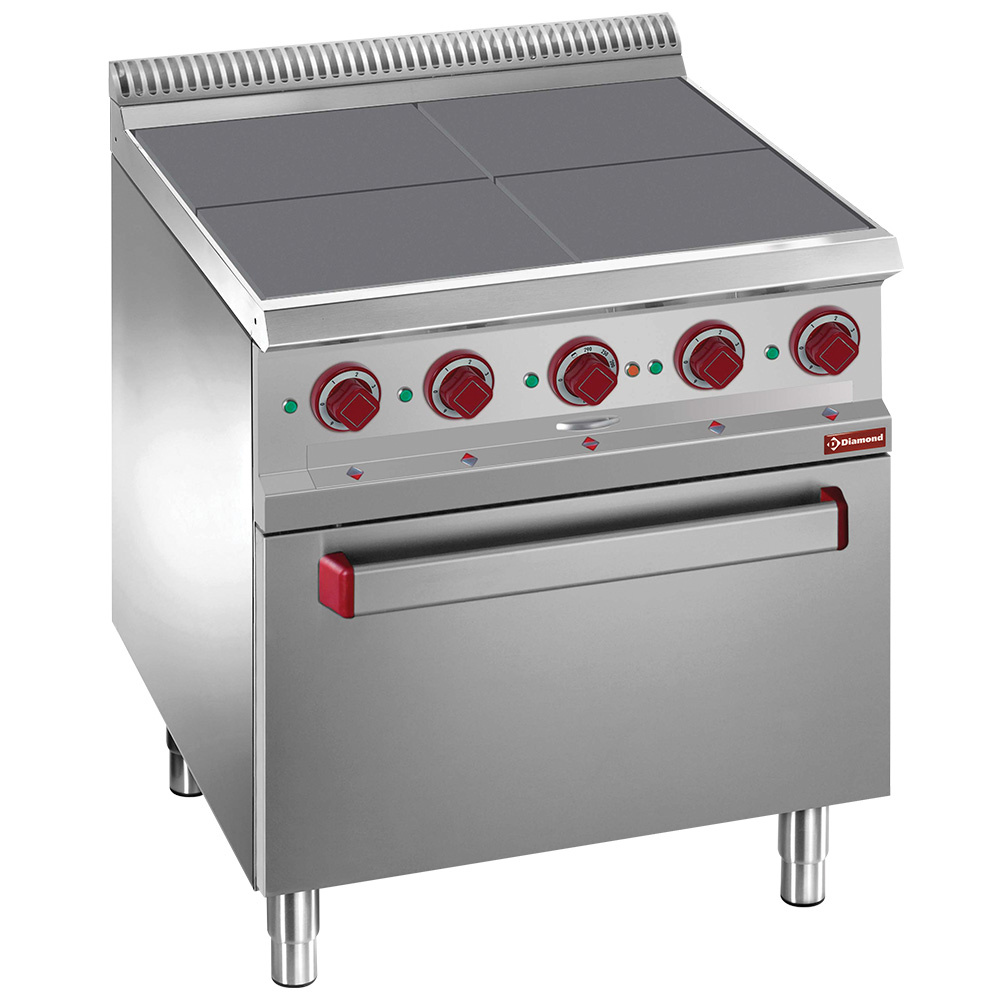 Electric stoves 4 plates aligned with the top, on convection oven GN 1/1
