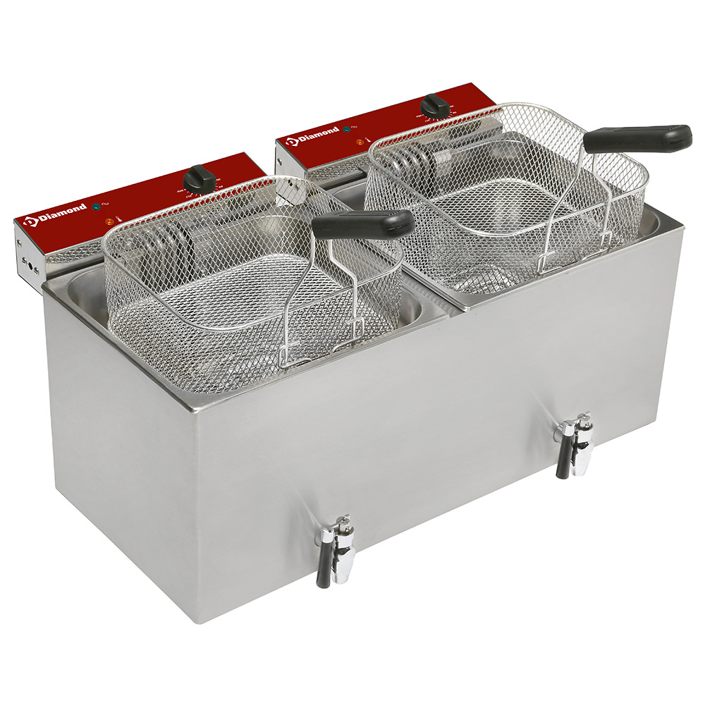 Electric table top fryer 2x 12 liters + tap