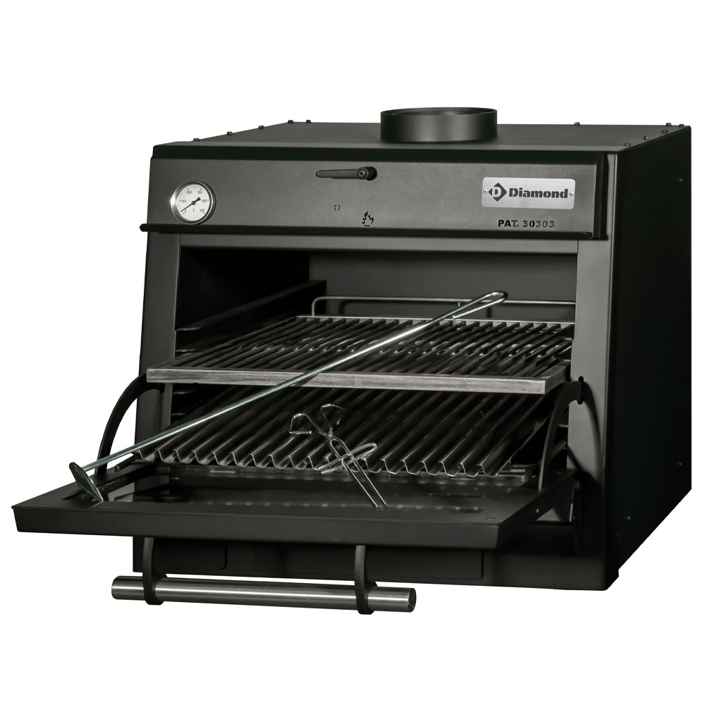 Charcoal oven-BBQ, GN 1/1 (60 Kg/h)/Black