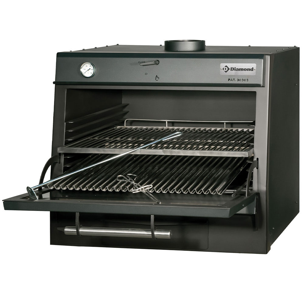 Charcoal oven-BBQ, GN 1/1 + GN2/4 (75 Kg/h)/Black