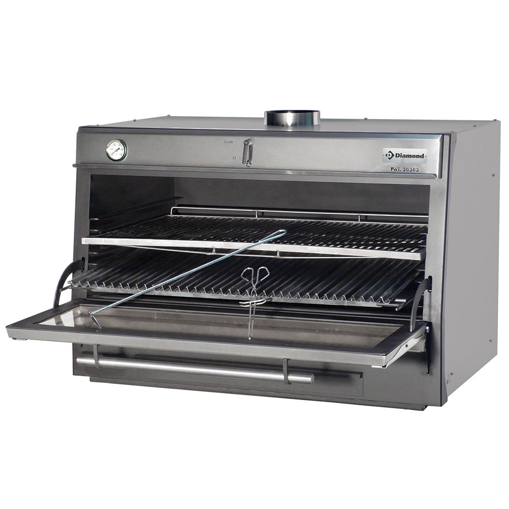 Charcoal oven-BBQ, GN 2/1 + GN1/1 (150 Kg/h)/Stainless steel