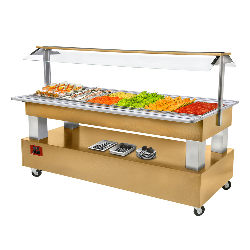Buffet - Refrigerated salad bar, 6x GN1/1-150 (Wood light oak)
