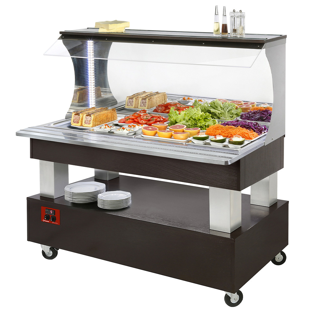 Buffet - Wall refrigerated salad bar, 4x GN1/1-150 (WengÃ© wood)