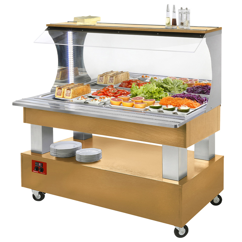 Buffet - Wall refrigerated salad bar, 4x GN1/1-150 (Wood light oak)