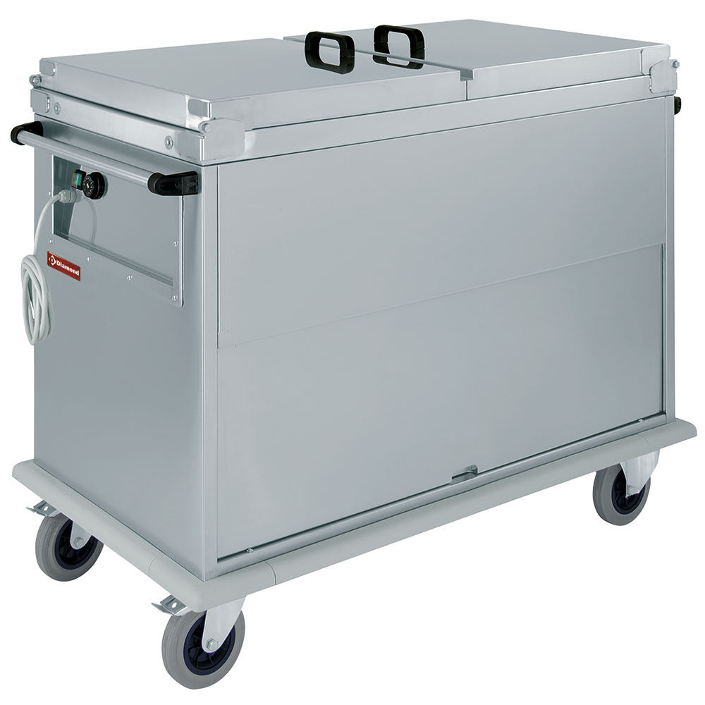 Carriage Bain-Marie 2x GN 1/1, 1 T°, with lids, cupboard with tilting door