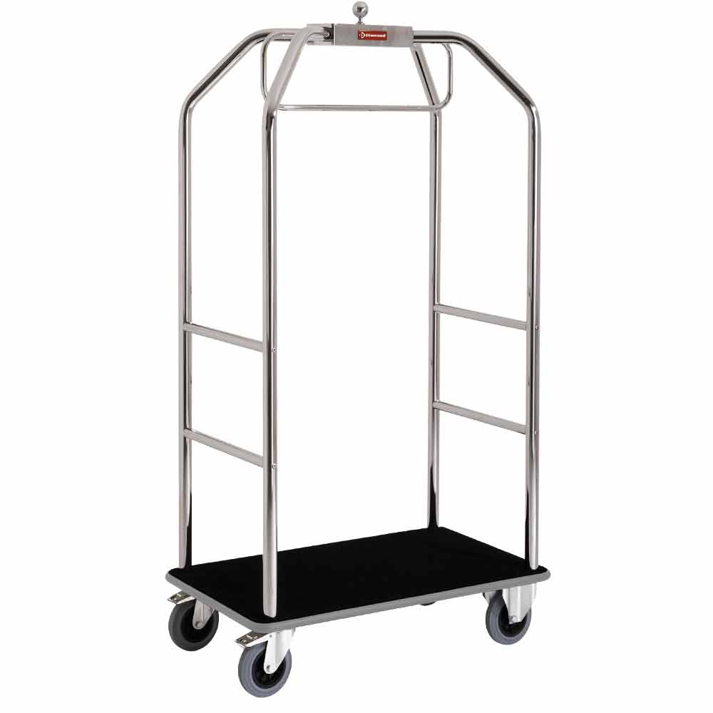 Carriage for luggage & cloakroom "chromed", 2 wheels with brakes