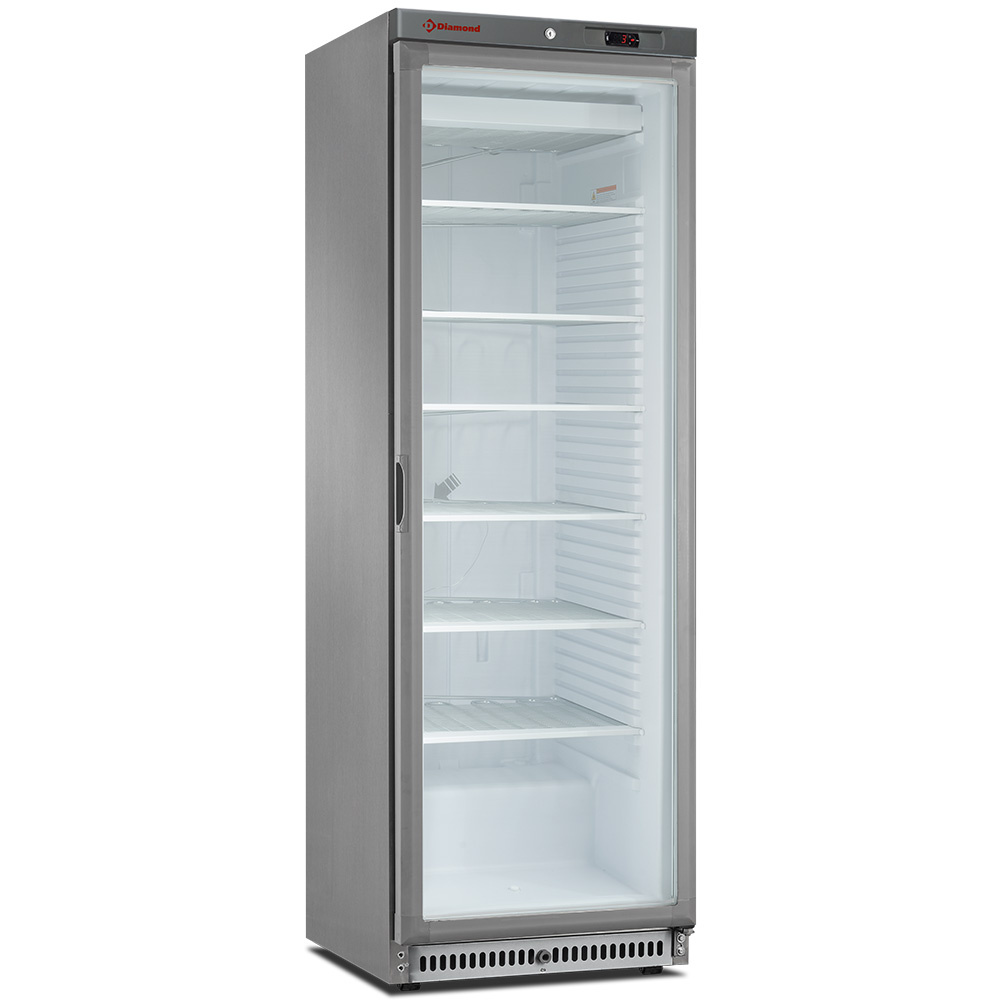 Freezer, static, glass door, 400 liters. stainless steel