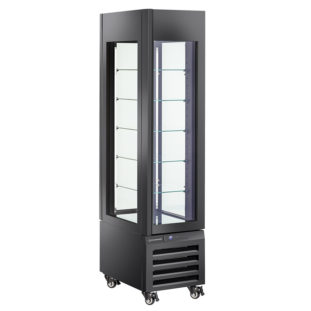 FULL vitrine 260 Lt., 5 glass levels, ventilated -ICE CREAM & PASTRY - BLACK