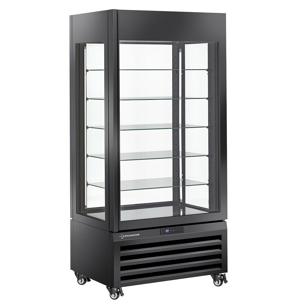 FULL vitrine 600 Lt., 5 glass levels, ventilated -  PASTRY - BLACK