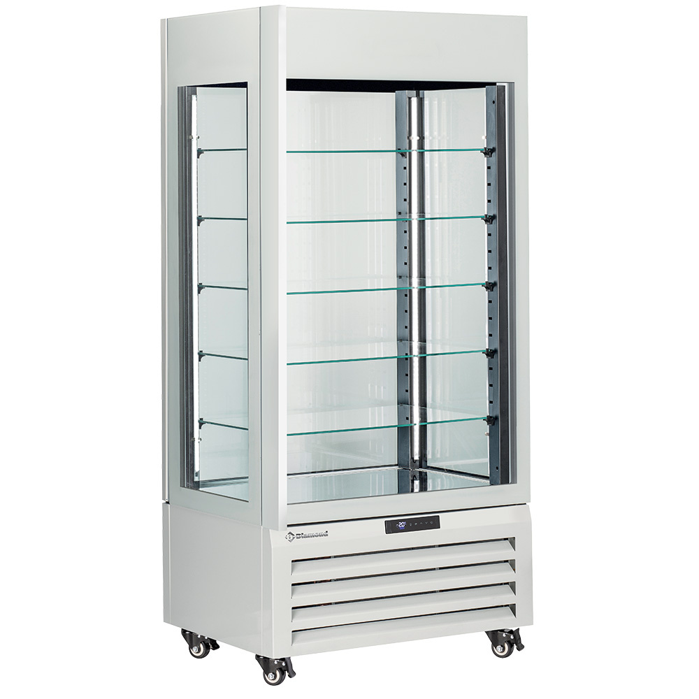 FULL vitrine 600 Lt., 5 glass levels, ventilated -  PASTRY - WHITE