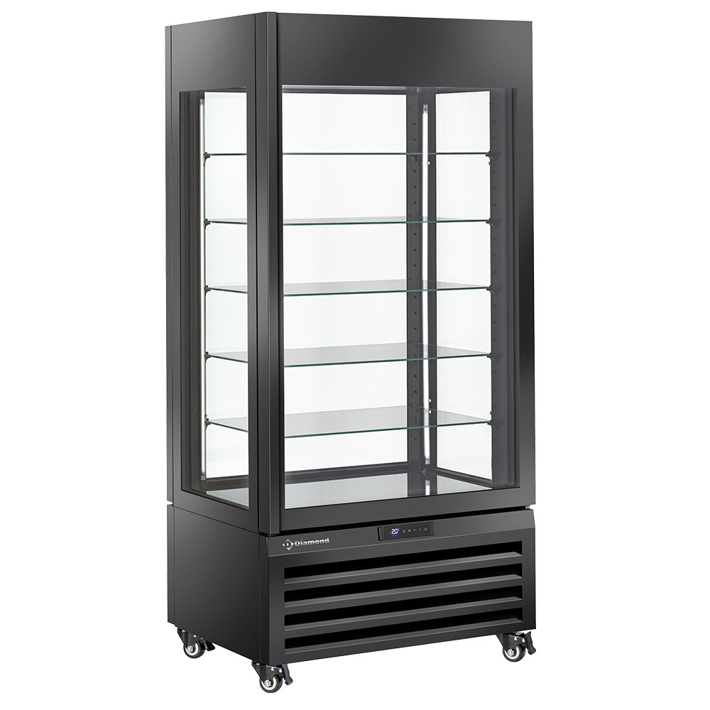 FULL vitrine 600 Lt., 5 glass levels, ventilated - ICE CREAM & PASTRY - BLACK