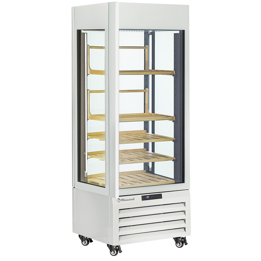 Fully glassed showcase" 440 Lt., 1 level + 4 shelves, ventilated - WINE - WHITE